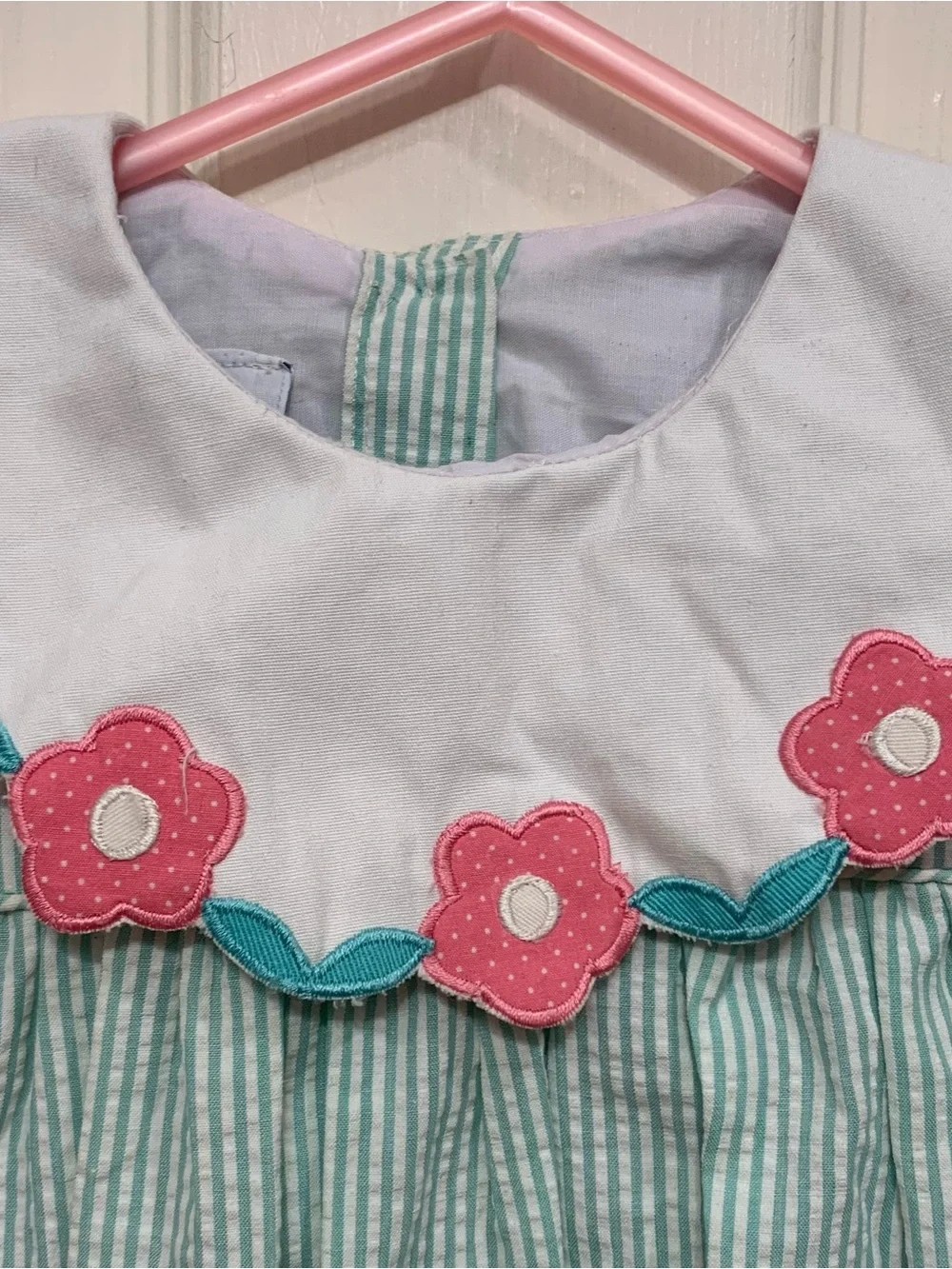 NWT Vintage Samara Mint Green Seersucker Bubble Infant Romper.              3764